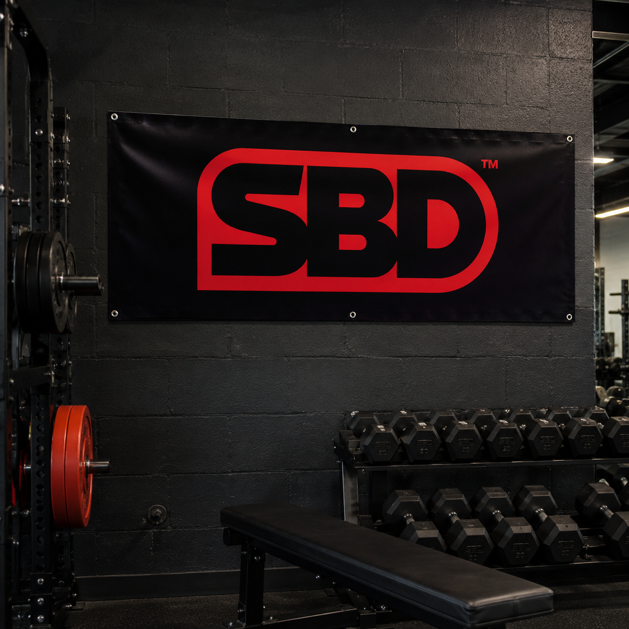 Bannière SBD en PVC résistant pour salle de sport et box