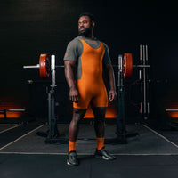 Singlet Powerlifting SBD pour la musculation et les sports de force – édition Forge (orange)